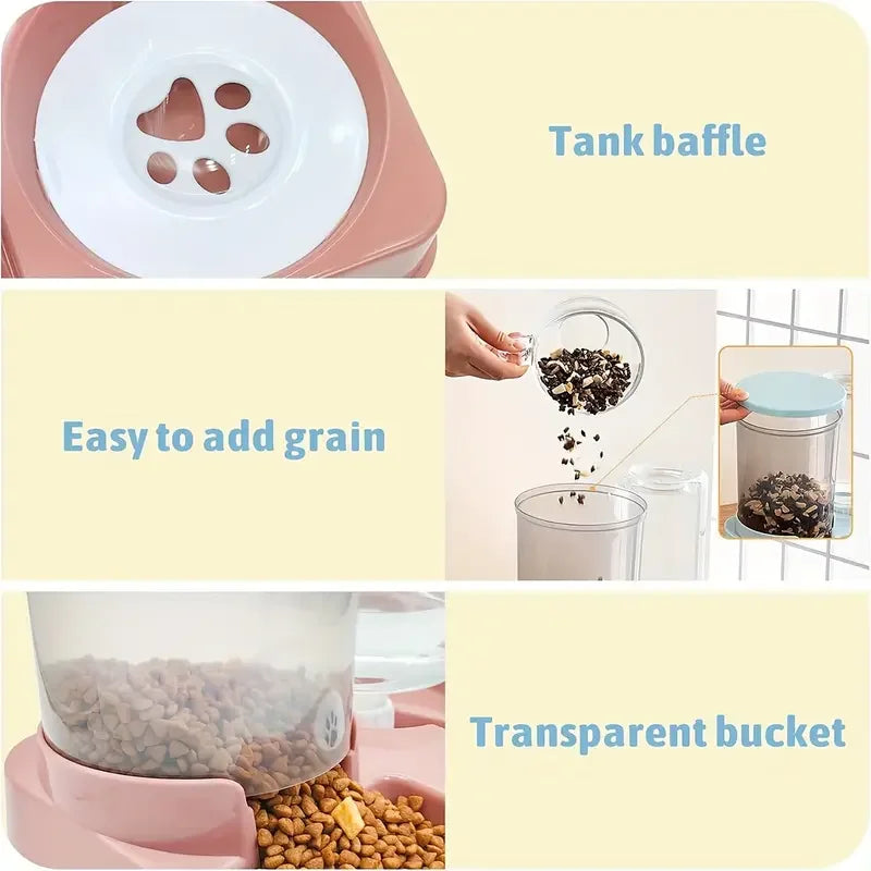 2 In 1 set -Tilted Automatic Pet Food And Water Feeder