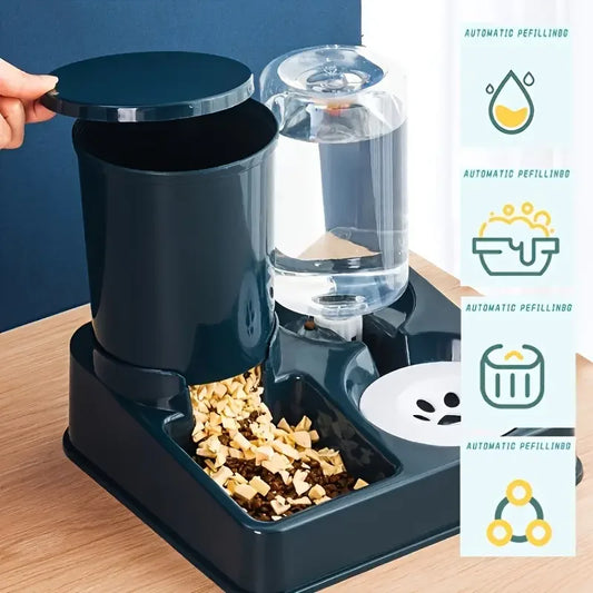 2 In 1 set -Tilted Automatic Pet Food And Water Feeder