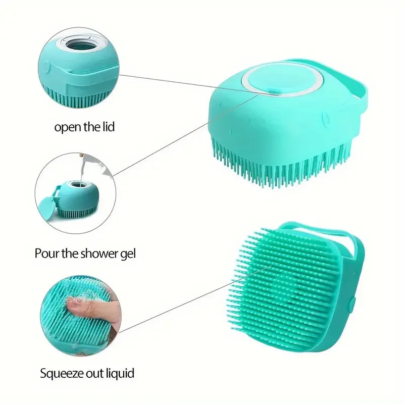 Silicone Pet Shampoo  Massage Brush Massage  With Shampoo Storage