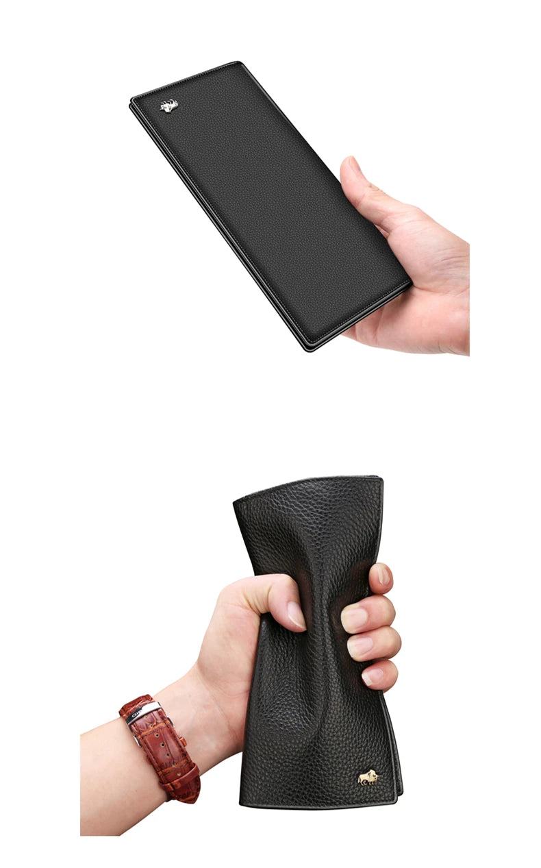 Men's Long Wallet-Thin Soft Genuine Leather