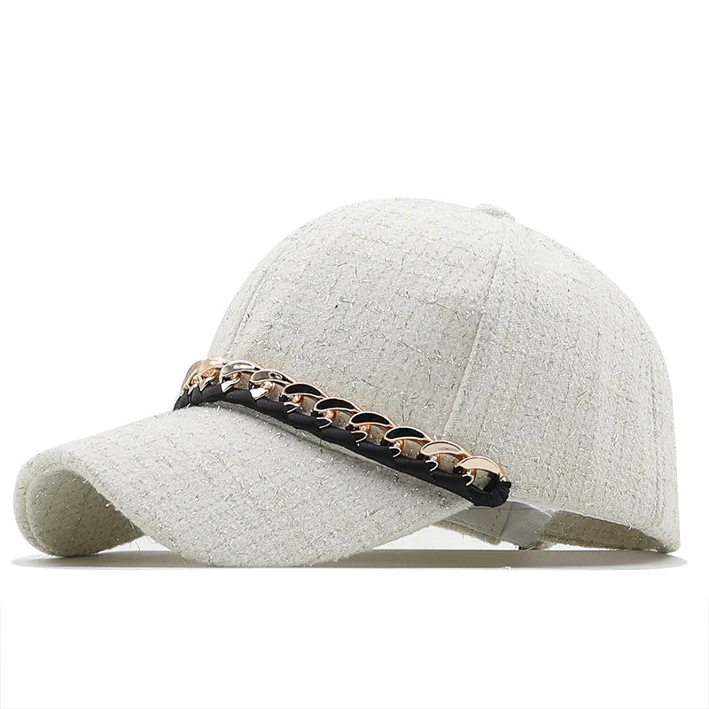 Women's stripe chain Baseball Cap