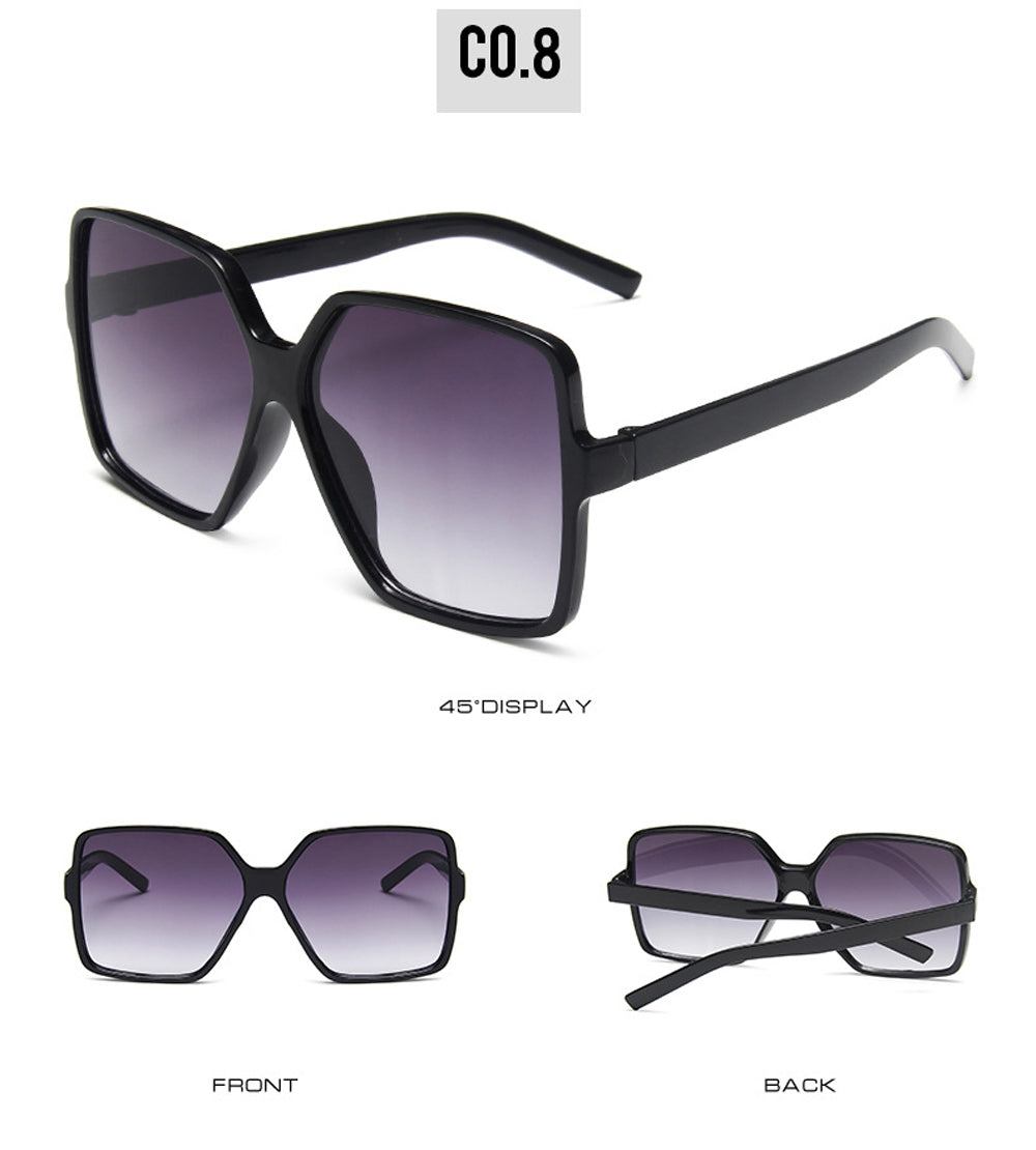 Women's Big Frame Black Square Oversized Sunglasses