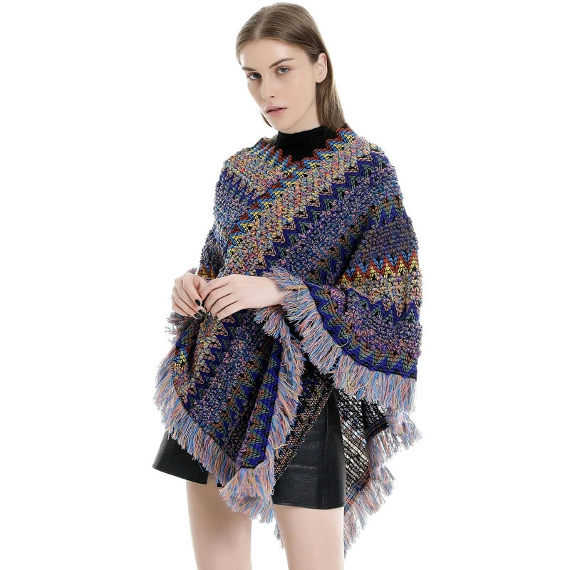 Pullover Knit Boho Poncho/Shawl