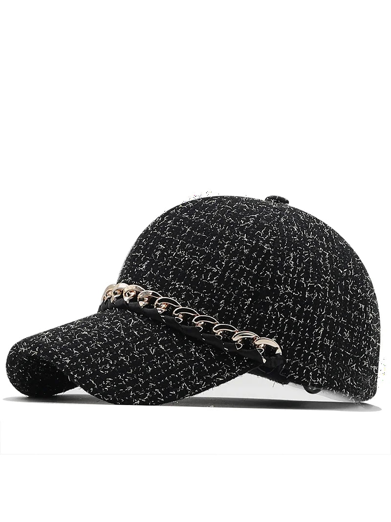 Women's stripe chain Baseball Cap