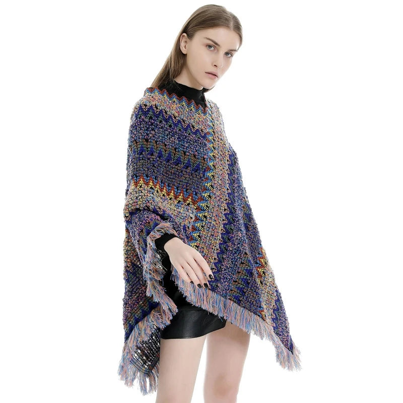 Pullover Knit Boho Poncho/Shawl