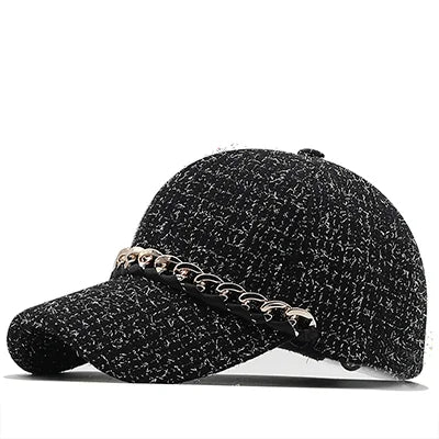 Women's stripe chain Baseball Cap