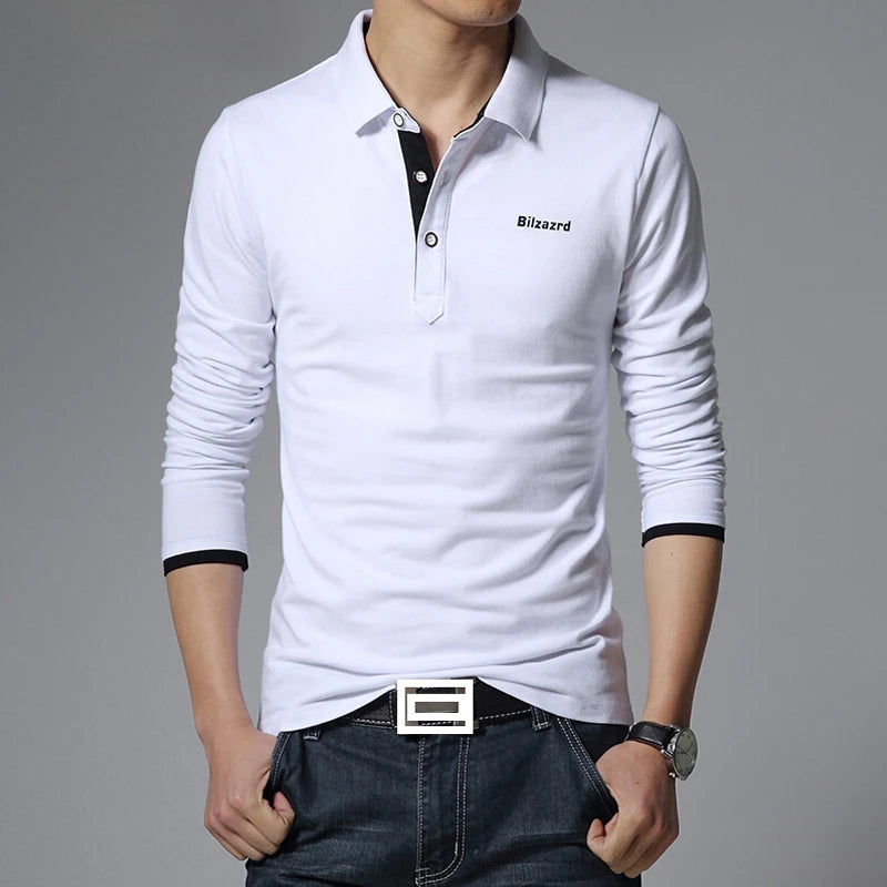 Men's Casual Long-Sleeve Polo Shirt  - Slim Fit