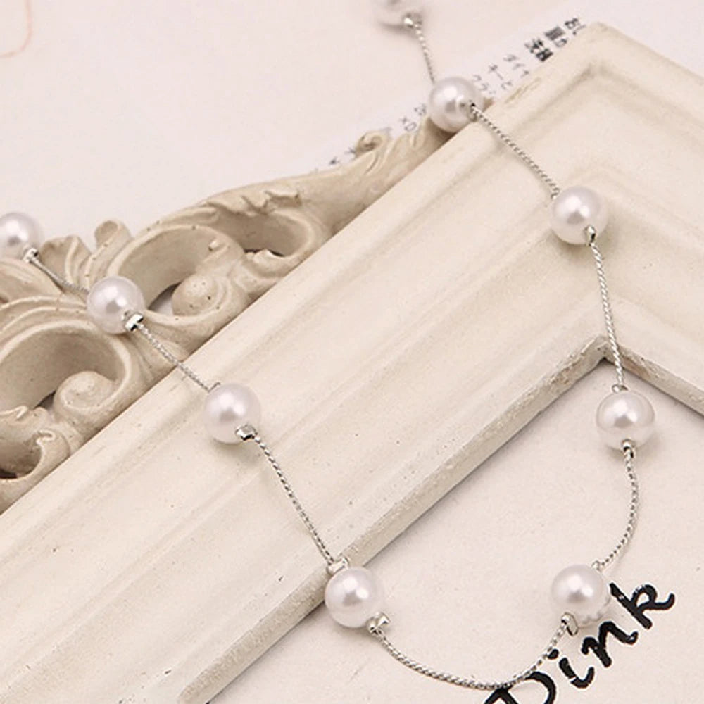 Long Double Layer Simulated Pearl Necklace