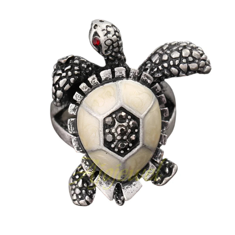 Anillo de tortuga con diamantes de imitación