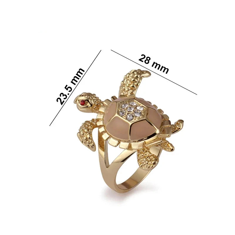 Anillo de tortuga con diamantes de imitación