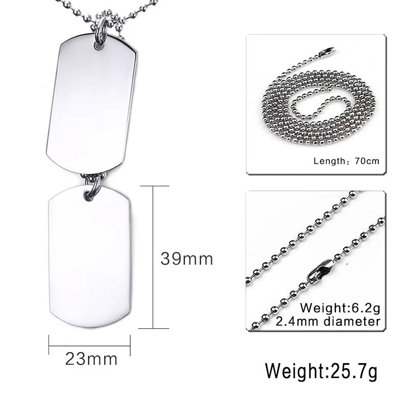 Stainless Steel Double Dog Tag Necklace 24" Chain Necklace