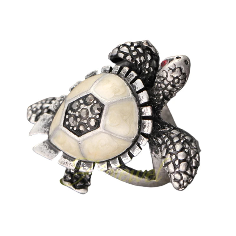 Anillo de tortuga con diamantes de imitación