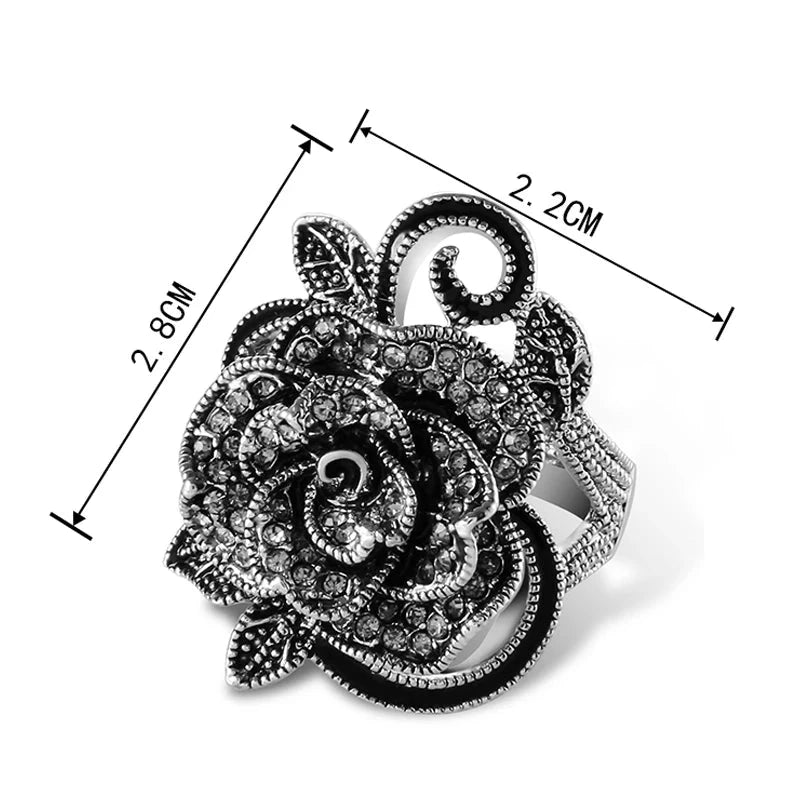 Black Rose Flower Vintage Ring