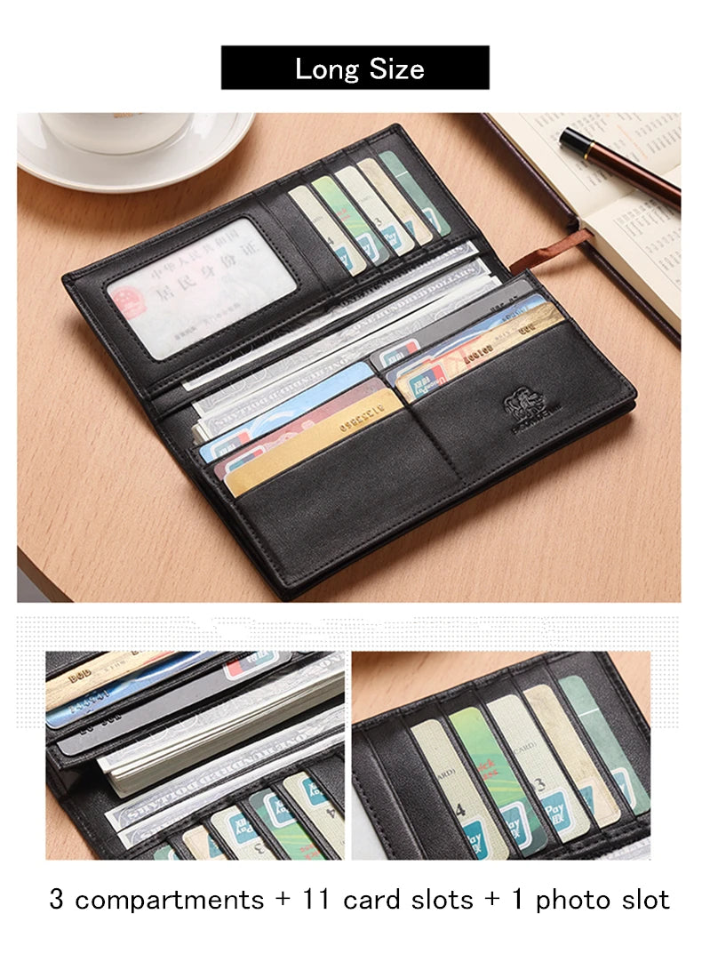 Men's Leather Wallets- Multi-Functional Cowhide Slim Genuine Leather