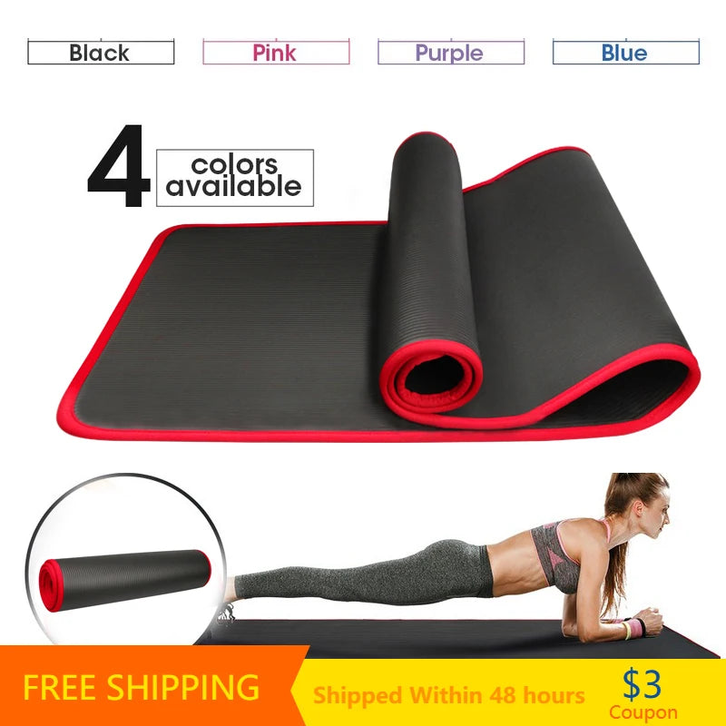 .39in/10MM Extra Thick Yoga/Pilates Mats - 183 cm X 61 cm Non-slip