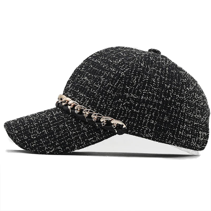 Women's stripe chain Baseball Cap