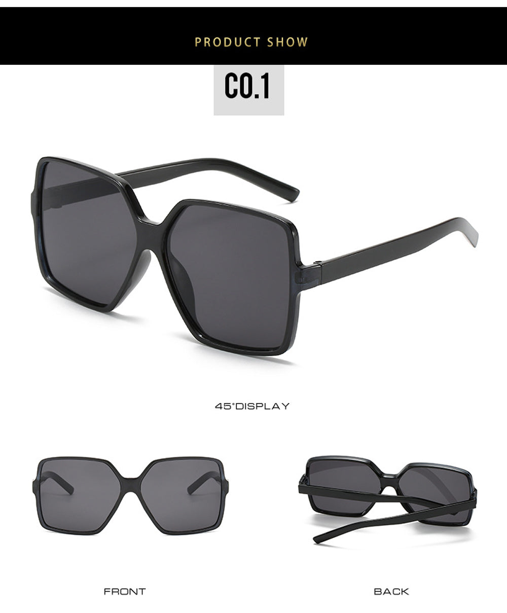 Women's Big Frame Black Square Oversized Sunglasses