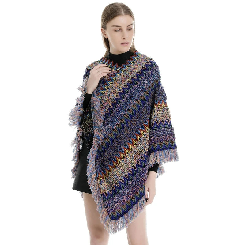 Pullover Knit Boho Poncho/Shawl