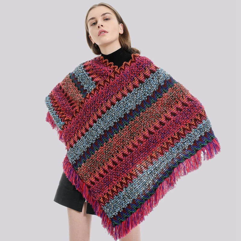 Pullover Knit Boho Poncho/Shawl