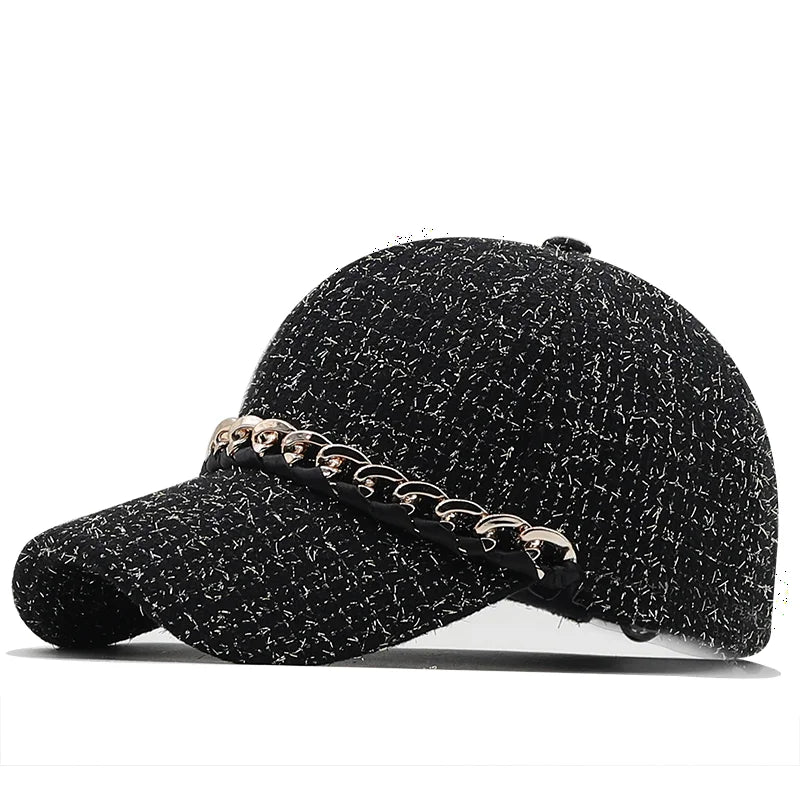 Women's stripe chain Baseball Cap