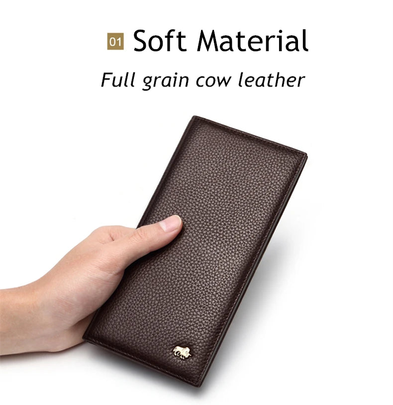 Men's Long Wallet-Thin Soft Genuine Leather