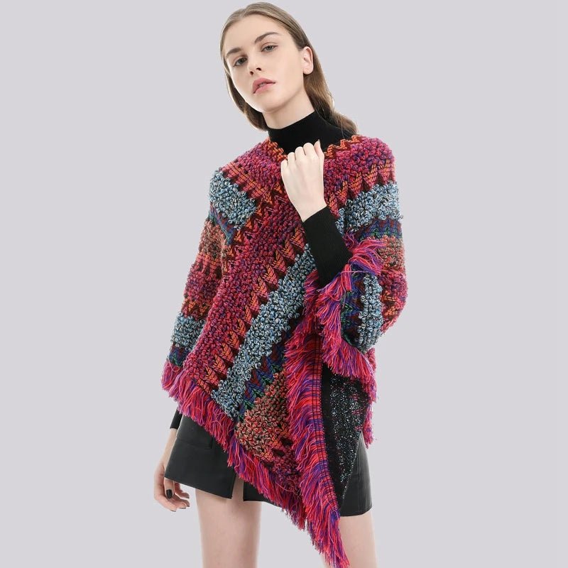 Pullover Knit Boho Poncho/Shawl