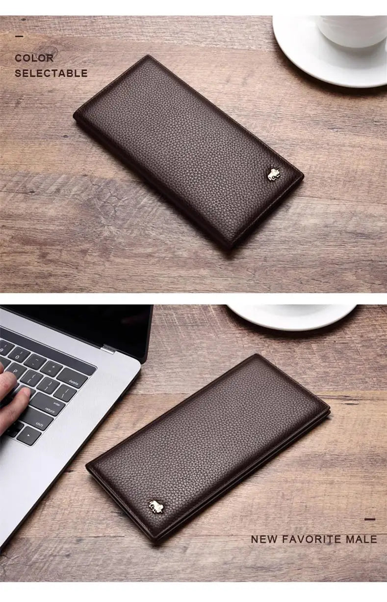 Men's Long Wallet-Thin Soft Genuine Leather