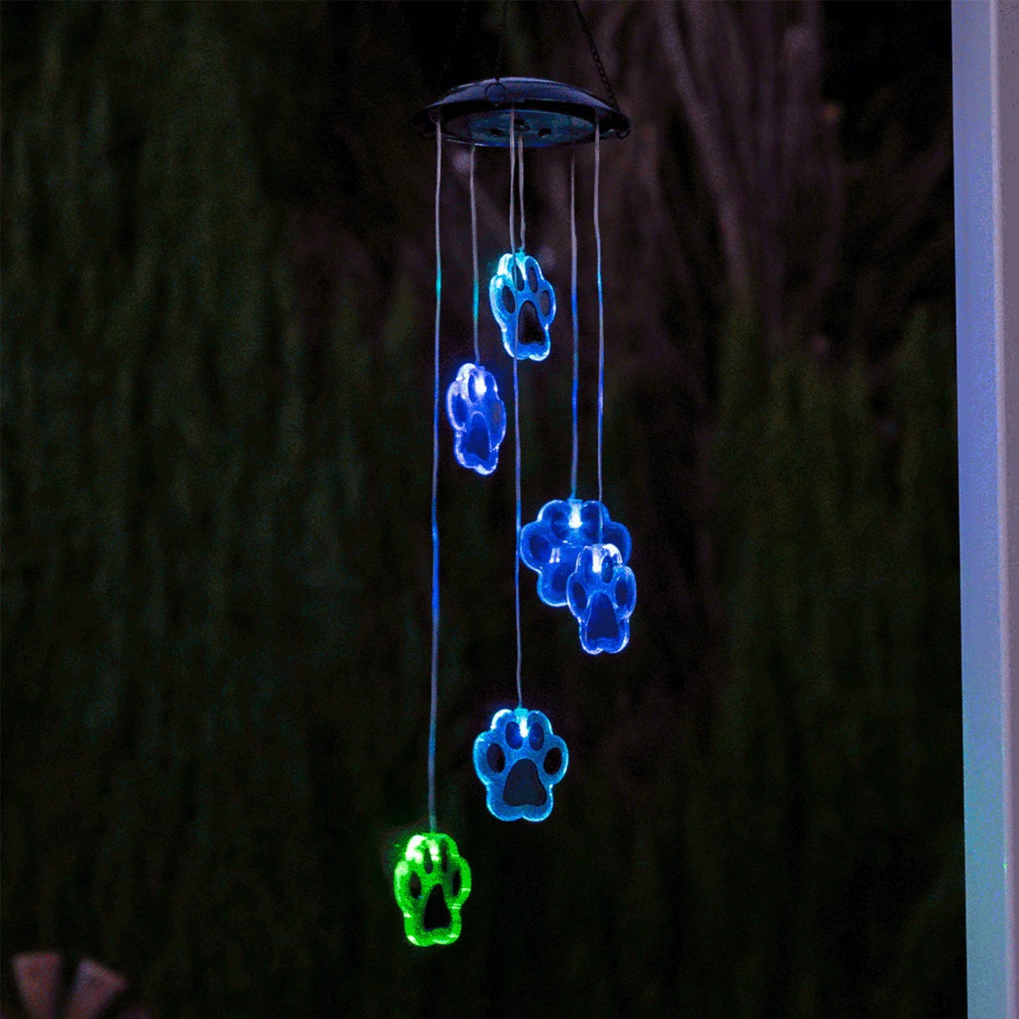 Unique Pawprint Solar LED Wind Chimes