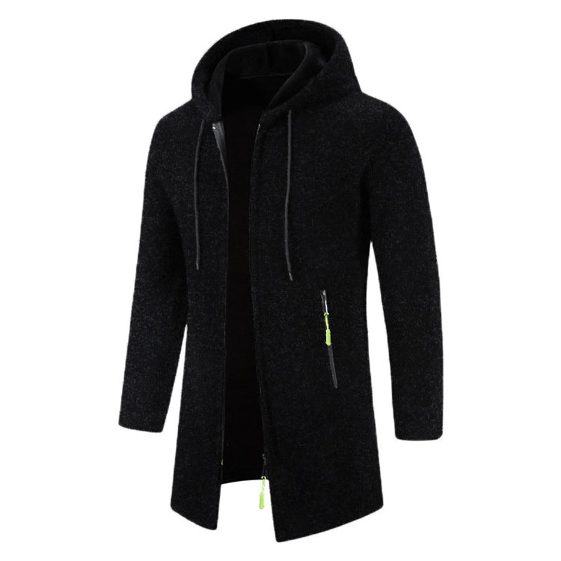 Sudadera con capucha para hombre de manga larga con cremallera - Chaqueta de invierno de gran tamaño Abrigo Sudadera negra