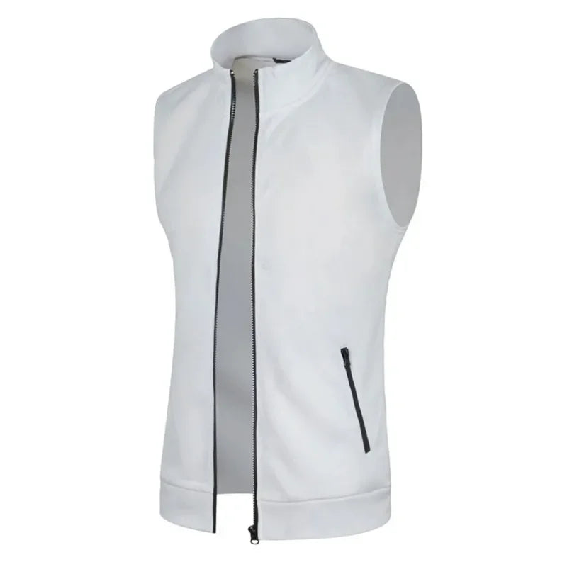 Men's Zipper Sleeveless Jacket Vest with ziper -Athletic Tops