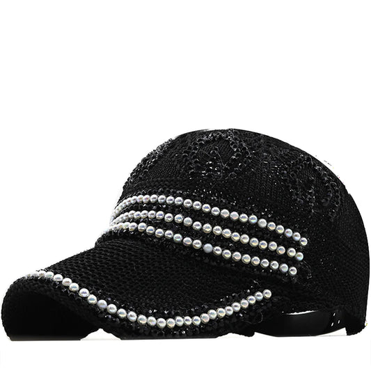 Women's Rhinestone Knitting Mesh Baseball cap with Crystal Bling  Decoration