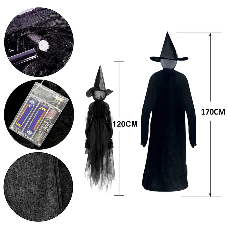 1-3Pcs - Large Outdoor Light Up Glowing Witch Decoration- Sound Activated