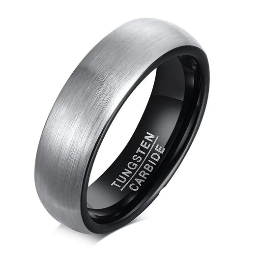 6mm Men Wedding Black Tungsten Carbide Ring, Matte Finished