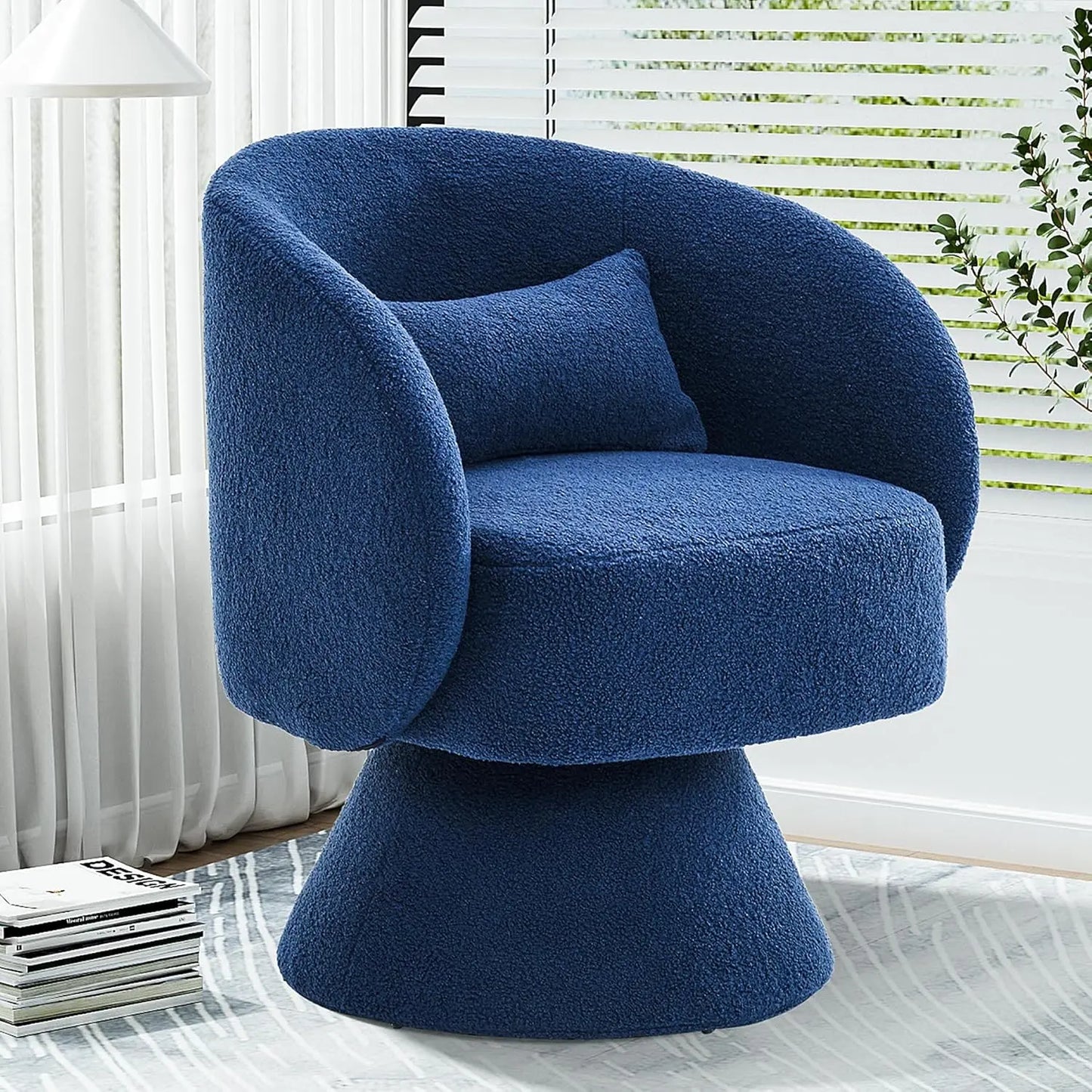 Set of 2 Upholstered Swivel Barrel Accent Chair - 360 Degree Swivel