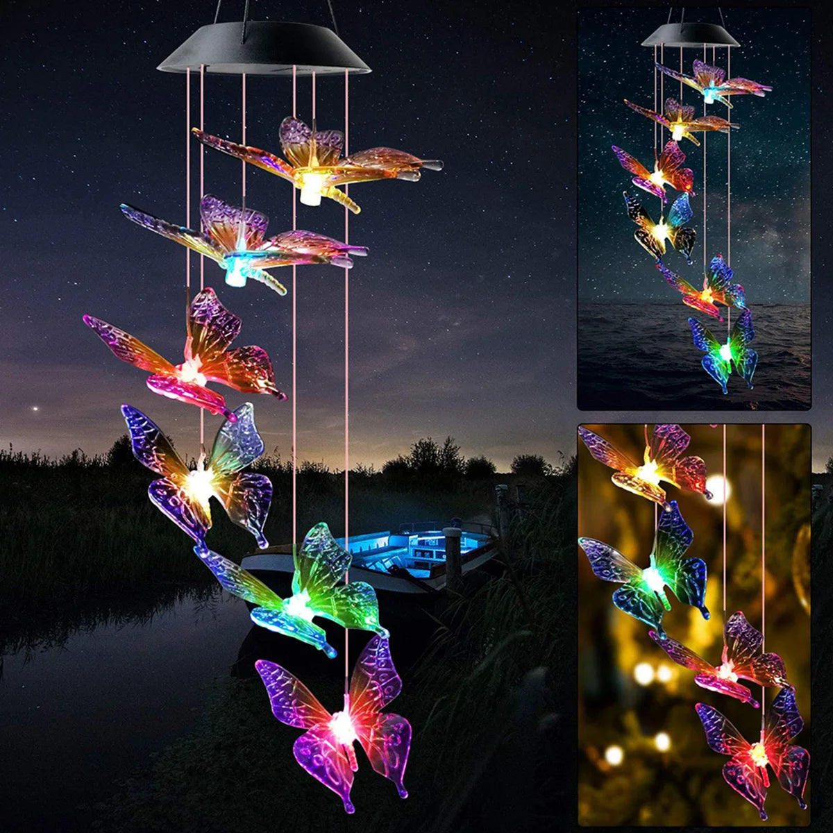 Color Changing Solar Butterfly Wind Chimes