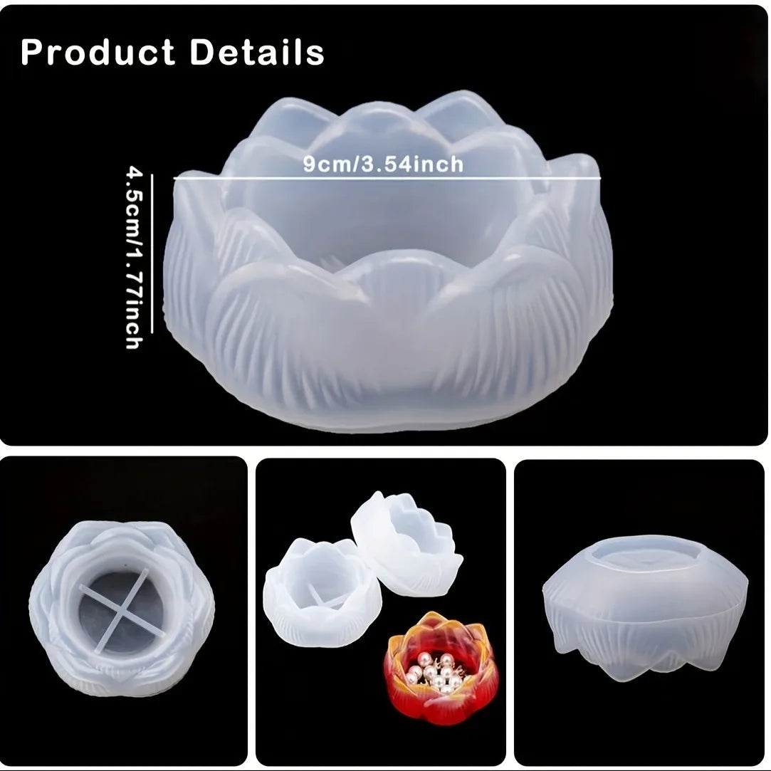 1pc -DIY Lotus Flower Silicone Resin Molds - Candle Making