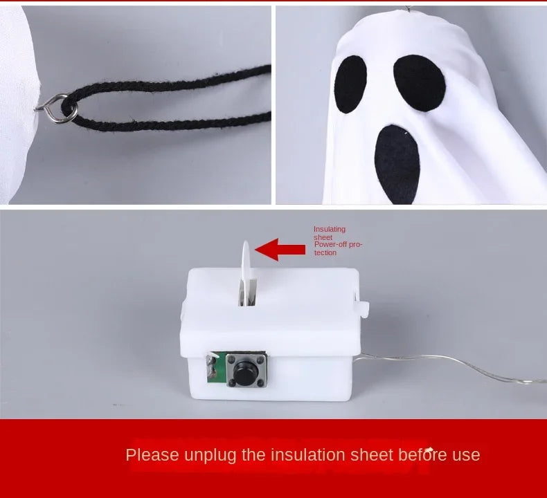 1-8PCS Halloween Hanging Ghost Led Decorations