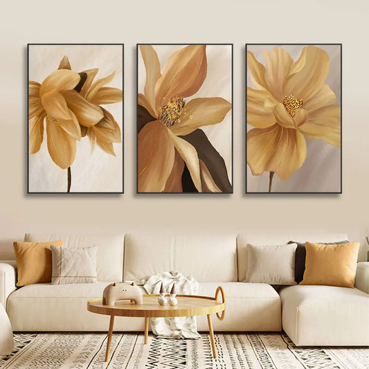 1PC-  Abstract Canvas Print With Big Yellow Flowers - NO FRAME