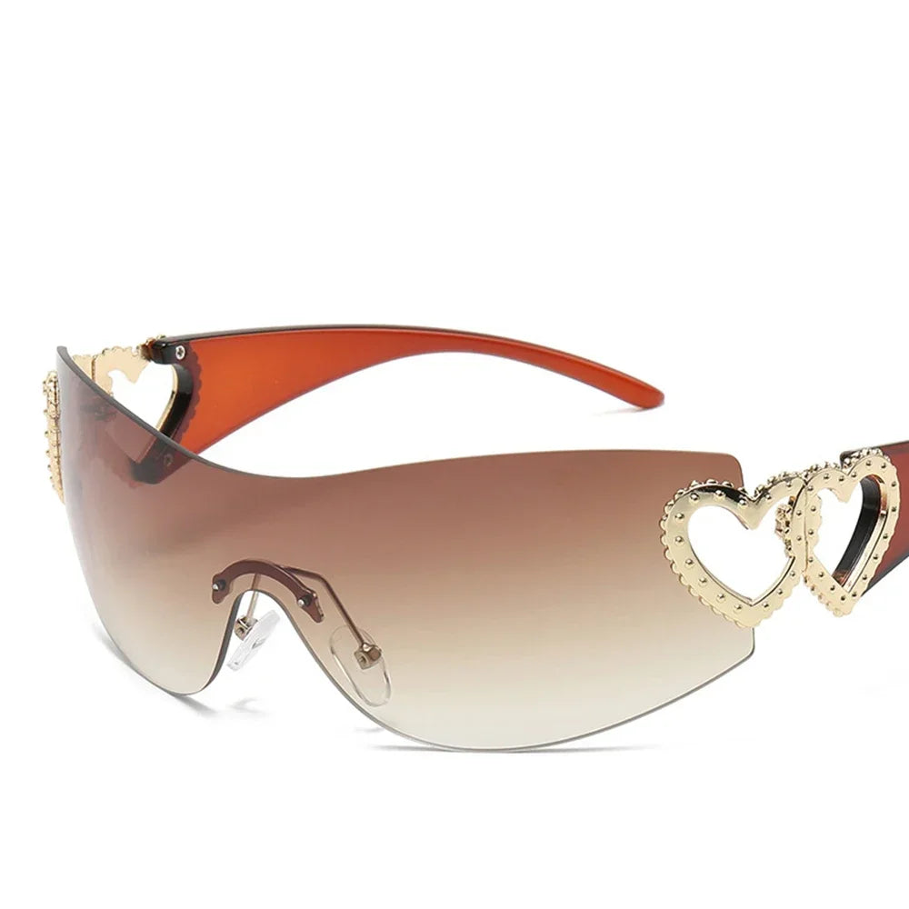 Woman's wide lens Sunglasses  with heart shaped hinges