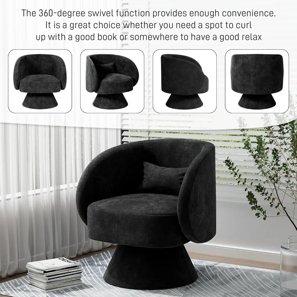 Set of 2 Upholstered Swivel Barrel Accent Chair - 360 Degree Swivel