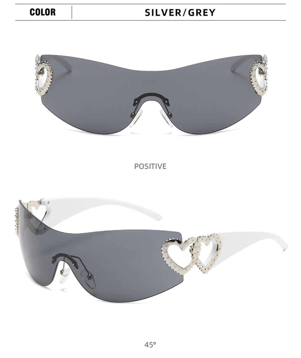 Woman's wide lens Sunglasses  with heart shaped hinges