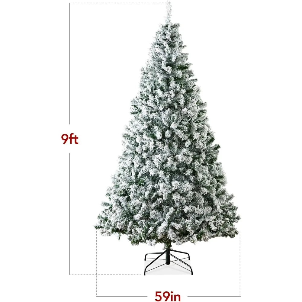 4.5ft - 9ft Artificial Christmas Tree with snow covered Appearance- comes w/Metal Stand -4.5 ft, 6 ft, 7.5 ft, 9 ft