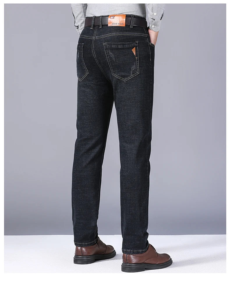 Men's Blue Jeans -Casual stretchy Straight Leg