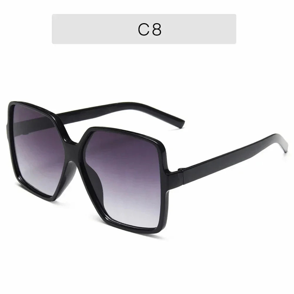 Women's Big Frame Black Square Oversized Sunglasses