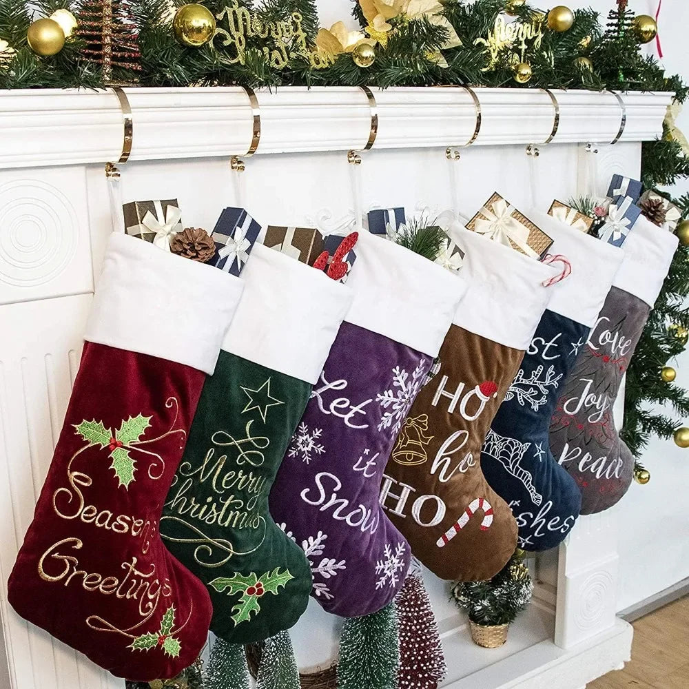 6 Pack Christmas Stockings for Family -Large Luxury Velvet with Quilted Lining