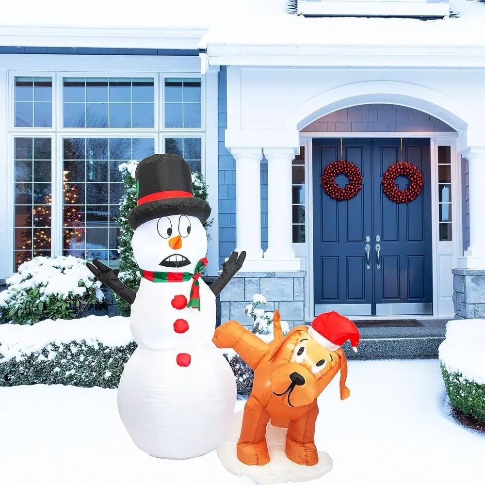 4 FT Yard Inflatable- Snowman with Peeing Dog