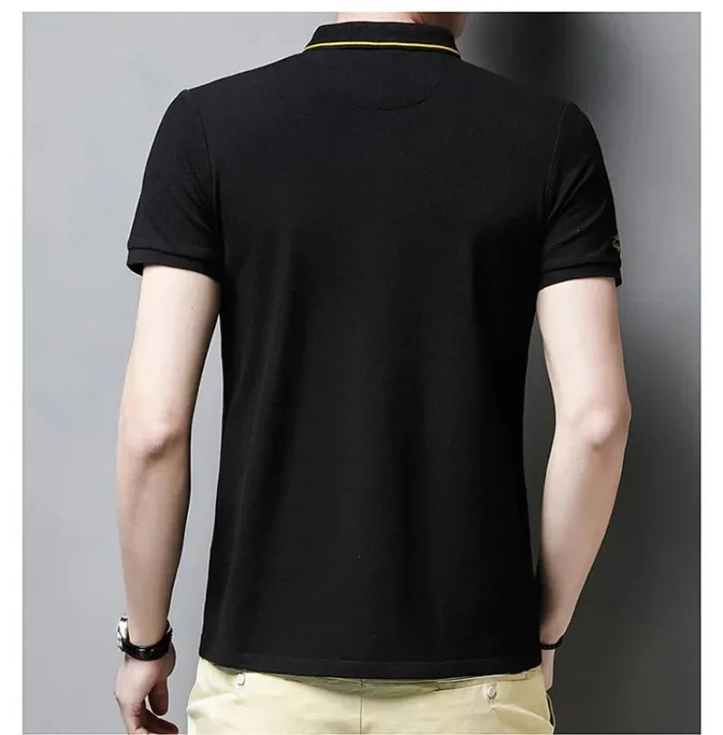 Men's Embroidered Polo Short Sleeve Shirt -Luxury Casual Lapel T-shirt