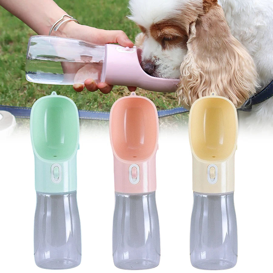 Leakproof Portable Dog Water Bottle - Built-In Bowl, 400ml- Pet Tumbler