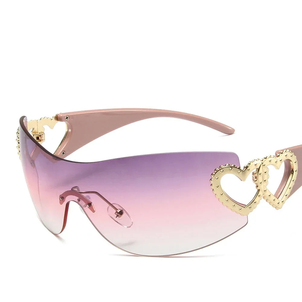 Woman's wide lens Sunglasses  with heart shaped hinges