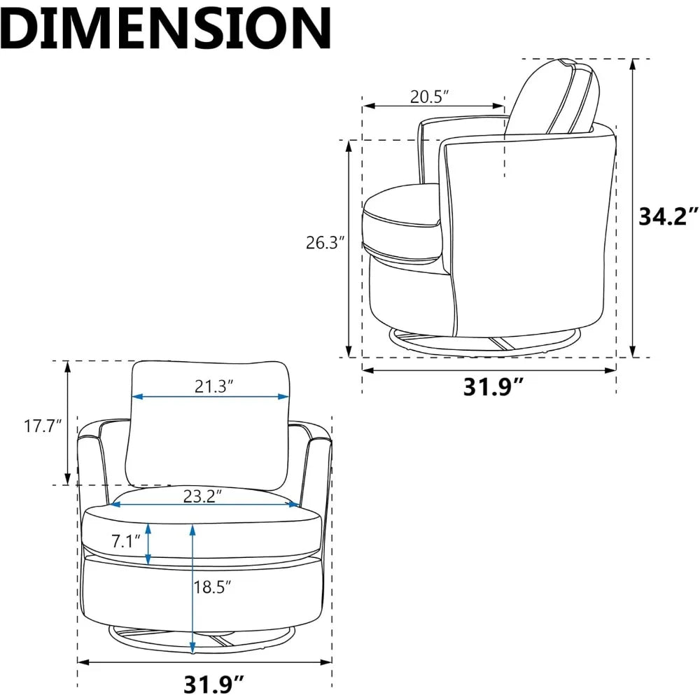 Swivel Barrel Chair Set of 2, 31.9" W Chenille Round Swivel Accent Chairs for Living Room, Comfy Modern 360 Degree Swivel Club